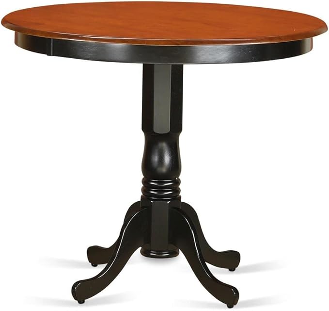 East West Furniture TRCH3-BLK-W 3 Piece Counter Height Dining Table Set Contains a Round Wooden Table and 2 Kitchen Dining Chairs, 42x42 Inch, Black & Cherry