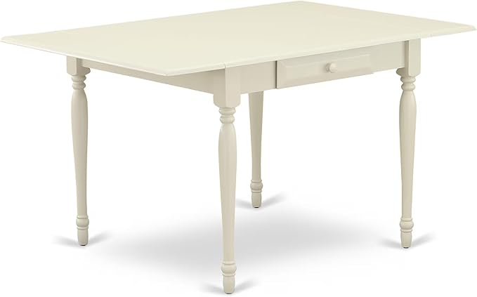 East West Furniture MZCL3-LWH-C 3 Piece Modern Dining Table Set Contains a Rectangle Wooden Table with Dropleaf and 2 Linen Fabric Kitchen Dining Chairs, 36x54 Inch, Linen White