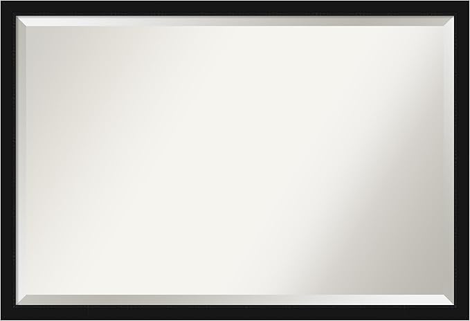 Amanti Art Black Bathroom Mirror for Over Sink, 26x38 Avon Black Narrow Rectangle Vanity Mirror, Large Casual Frame, Hangs Horizonally and Vertically, Bathroom Wall Decor, Beveled Edge