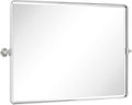 TEHOME 40x30'' Chrome Pivot Mirror Horizontal 30x40'' Metal Framed Rectangle Tilting Beveled Vanity Mirrors for Wall