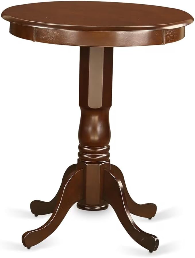 East West Furniture ESBO3-MAH-W 3 Piece Dining Room Table Set Contains a Round Kitchen Table with Pedestal and 2 Dining Chairs, 30x30 Inch, Mahogany
