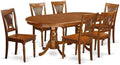 East West Furniture PLAI7-SBR-W 7 Piece Dining Room Furniture Set Consist of an Oval Kitchen Table with Butterfly Leaf and 6 Dining Chairs, 42x78 Inch, Saddle Brown