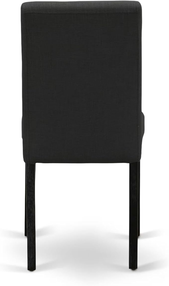East West Furniture V627AB624-7 7 Piece Modern Dining Table Set Consist of a Rectangle Wooden Table with V-Legs and 6 Black Color Linen Fabric Parsons Dining Chairs, 40x72 Inch, Multi-Color