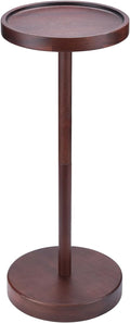 Solid Acacia Wood Pedestal End Table - Small Round Martini Table