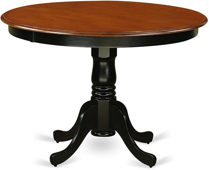 East West Furniture HLAN3-BCH-LC 3 Piece Dining Room Table Set Contains a Round Kitchen Table with Pedestal and 2 Faux Leather Upholstered Dining Chairs, 42x42 Inch, Black & Cherry