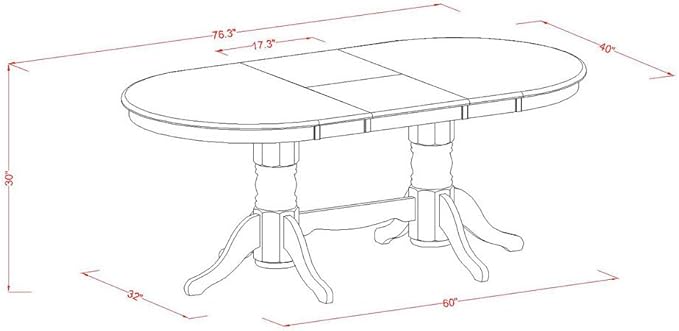 East West Furniture VAAN7-OAK-W 7 Piece Kitchen Table & Chairs Set Consist of an Oval Dining Room Table with Butterfly Leaf and 6 Solid Wood Seat Chairs, 40x76 Inch, Oak