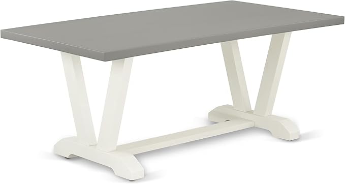 East West Furniture V097CE215-9 9 Piece Kitchen Table Set Includes a Rectangle Dining Table with V-Legs and 8 Baby Blue Linen Fabric Parsons Dining Chairs, 40x72 Inch, Multi-Color