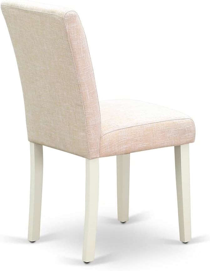 East West Furniture CAAB7-LWH-02 7 Piece Dining Room Furniture Set Consist of a Rectangle Dining Table and 6 Light Beige Linen Fabric Upholstered Parson Chairs, 36x60 Inch, Linen White
