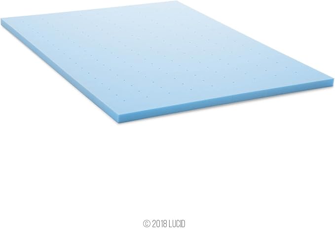 LUCID 2-Inch Ventilated Gel Infused Memory Foam Mattress Topper - Twin