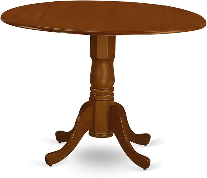 East West Furniture DLPF5-BCH-W 5 Piece Dinette Set for 4 Includes a Round Dining Room Table with Dropleaf and 4 Dining Chairs, 42x42 Inch, Black & Cherry
