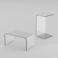 Acrylic Side Table, 24" L x 15" W x12'' H x3/5'' Thick C-Shape Clear Modern Decorative End Table, Multipurpose Coffee Table for Living Room, Bedroom and Office (1pcs)