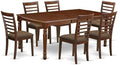 East West Furniture DOML7-MAH-C 7 Piece Kitchen Table & Chairs Set Consist of a Rectangle Dining Room Table with Butterfly Leaf and 6 Linen Fabric Dining Chairs, 42x78 Inch, Mahogany