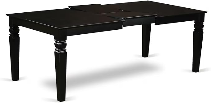 East West Furniture LGCE7-BLK-21 7 Piece Modern Dining Set Consist of a Rectangle Dining Table with Butterfly Leaf and 6 Mineral Blue Linen Fabric Upholstered Chairs, 42x84 Inch, Black