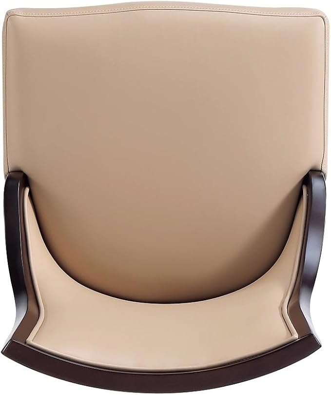 Manhattan Comfort Grand Avenue Faux Leather Dining Chairs, Parsons Accent Furniture with Padded Wingback Seat and Solid Beech Wood Frame, Set of 2, Tan