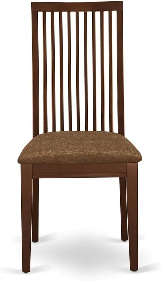 East West Furniture DMIP5-MAH-C 5 Piece Kitchen Table & Chairs Set Includes a Round Dining Room Table with Dropleaf and 4 Linen Fabric Upholstered Chairs, 42x42 Inch, Mahogany