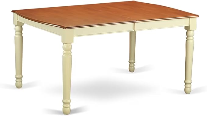East West Furniture DOQU5-WHI-W 5 Piece Dining Room Table Set Includes a Rectangle Kitchen Table with Butterfly Leaf and 4 Dining Chairs, 42x78 Inch, Buttermilk & Cherry