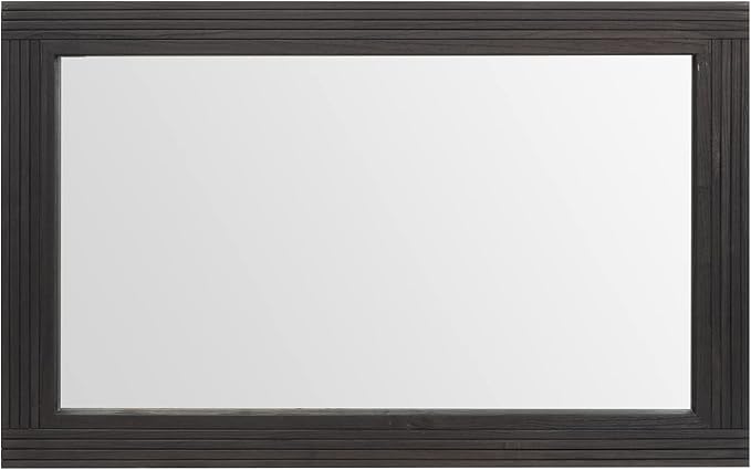 YOSHOOT Hand-Made Wooden Spliced Wall Mirror for Bathroom, Rustic Farmhouse Vanity Mirror, Décor Wall Art, Solid Wood Frame, Vertical or Horizontal Hanging, 60" x 36", Black