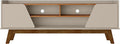 Manhattan Comfort Marcus Mid Century Modern 65 Inch TV Stand with Solid Wood Legs, Cable Management, 5 Shelves and Soft Close Doors, Entertainment Center and Media Console for Living Room, Off White