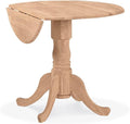 IC International Concepts 36" Dual Drop Leaf Dining Table Solid Real Wood, Sturdy Parawood, 36"W x 36"D x 30"H, DIY, Paint/Stain Ready, Unfinished