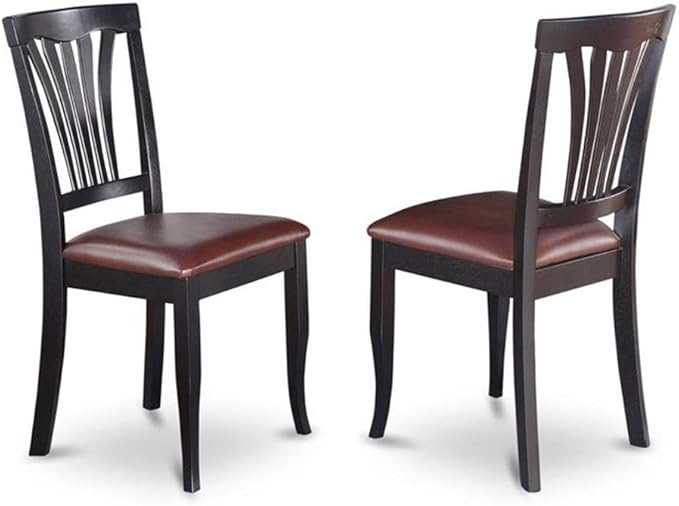 East West Furniture LGAV7-BCH-LC 7 Piece Dining Room Table Set Consist of a Rectangle Kitchen Table with Butterfly Leaf and 6 Faux Leather Upholstered Chairs, 42x84 Inch, Black & Cherry