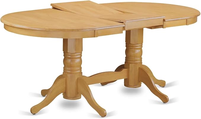 East West Furniture VAAB5-OAK-55 5 Piece Dining Table Set Includes an Oval Dining Room Table with Butterfly Leaf and 4 Oasis Blue Faux Leather Parsons Chairs, 40x76 Inch, Oak
