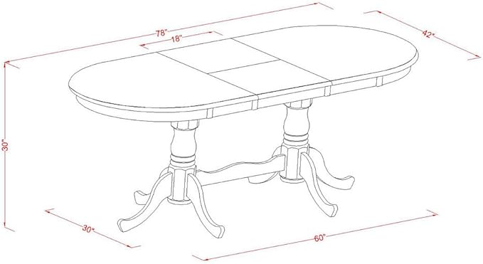 East West Furniture PLAI5-WHI-W 5 Piece Dining Room Furniture Set Includes an Oval Wooden Table with Butterfly Leaf and 4 Kitchen Dining Chairs, 42x78 Inch, Buttermilk & Cherry