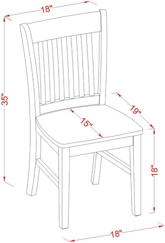 East West Furniture PSNO5-MAH-W 5 Piece Dining Table Set for 4 Includes a Rectangle Kitchen Table with Butterfly Leaf and 4 Dining Room Chairs, 32x60 Inch, Mahogany