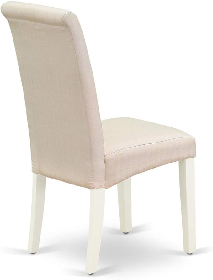 East West Furniture LGBA5-LWH-01 5 Piece Dinette Set Includes a Rectangle Dining Table with Butterfly Leaf and 4 Cream Linen Fabric Parson Dining Room Chairs, 42x84 Inch, Linen White