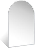 24" x 36" Silver Arched Mirror, Modern Aluminum Alloy Metal Frame, Arch Bathroom Vanity and Wall Decor Mirror for Bathroom, Living Room, Bedroom, Entryway