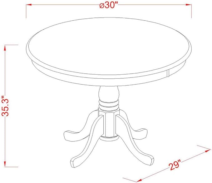 East West Furniture EDVN3-WHI-C 3 Piece Kitchen Counter Height Dining Set Contains a Round Dining Room Table with Pedestal and 2 Linen Fabric Upholstered Chairs, 30x30 Inch, Buttermilk & Cherry
