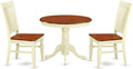 East West Furniture ANWE3-BMK-W 3 Piece Dining Room Table Set Contains a Round Kitchen Table with Pedestal and 2 Dining Chairs, 36x36 Inch, Buttermilk & Cherry