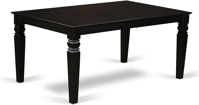 East West Furniture LGVA7-BLK-W 7 Piece Kitchen Table & Chairs Set Consist of a Rectangle Dining Room Table with Butterfly Leaf and 6 Dining Chairs, 42x84 Inch, Black