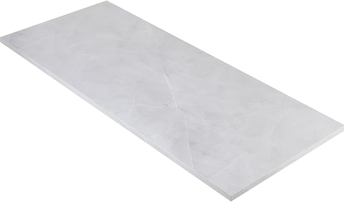 Kaboon Universal Tabletop 55"x23.62", Solid One-Piece Melamine Table Top, Double Desk L-Desk DIY, Home and Office Countertop, White Rock