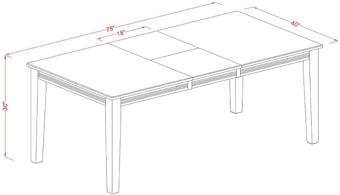 East West Furniture QUIN5-WHI-W 5 Piece Dining Room Table Set Includes a Rectangle Kitchen Table with Butterfly Leaf and 4 Dining Chairs, 40x78 Inch, Buttermilk & Cherry
