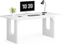LITTLE TREE 70.8-Inch Home Office Desk, White Computer Desk with Storage, Study Writing Work Desk for Home Office, Spacious Modern Simple Desk,White
