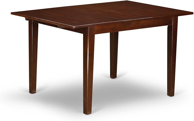 East West Furniture NOBR5-MAH-04 5 Piece Dinette Set Includes a Rectangle Dining Room Table with Butterfly Leaf and 4 Light Tan Linen Fabric Upholstered Chairs, 32x54 Inch, Mahogany