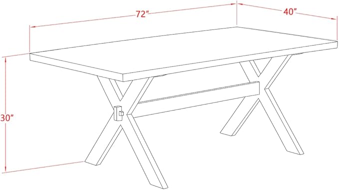 East West Furniture X627MZ650-7 7 Piece Dining Table Set Consist of a Rectangle Kitchen Table with X-Legs and 6 Dark Gotham Grey Linen Fabric Upholstered Chairs, 40x72 Inch, Multi-Color