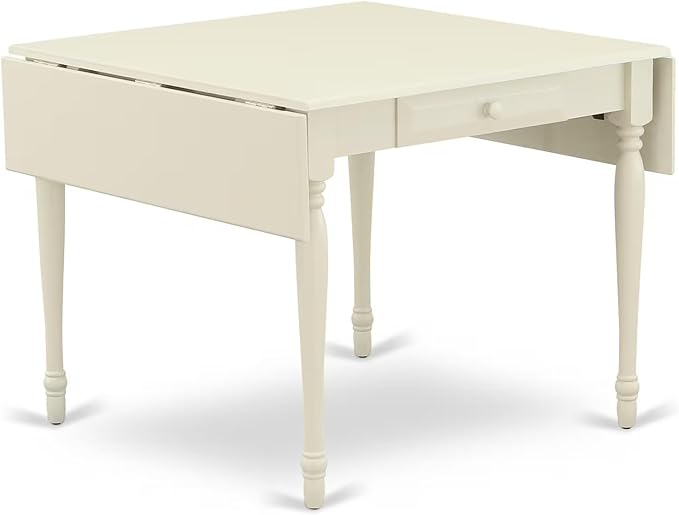 East West Furniture MZDO3-LWH-W 3 Piece Dining Set Contains a Rectangle Dining Room Table with Dropleaf and 2 Wood Seat Chairs, 36x54 Inch, Linen White