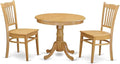 East West Furniture ANGR3-OAK-W 3 Piece Kitchen Table & Chairs Set Contains a Round Dining Room Table with Pedestal and 2 Dining Chairs, 36x36 Inch, Oak