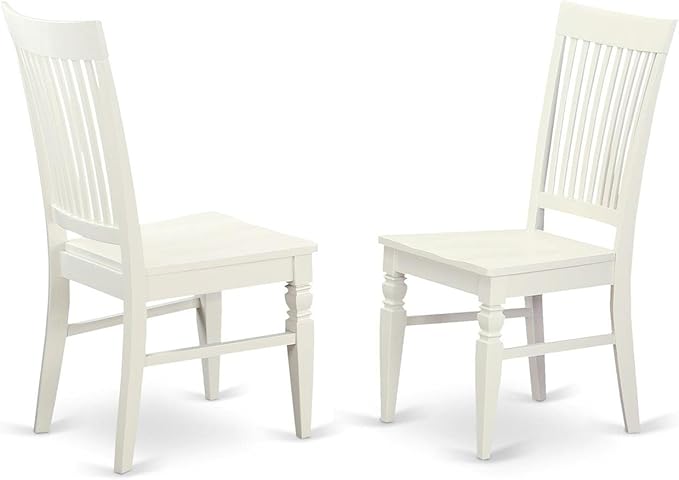 East West Furniture DLWE5-WHI-W 5 Piece Dining Table Set for 4 Includes a Round Kitchen Table with Dropleaf and 4 Dining Room Chairs, 42x42 Inch, Linen White