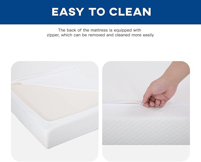FDW | 6 Inch Queen Mattress | Medium Firm | Gel Memory Foam Mattress | White | Bed in a Box, CertiPUR-US Certified | Pressure Relief, Cooling Ventilated Foam | Washable Removable Cover