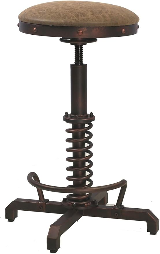 Topower Industrial Retro Vintage Farm PU Seat Tractor Stool Kitchen Swivel Height Adjustable bar Stool Copper