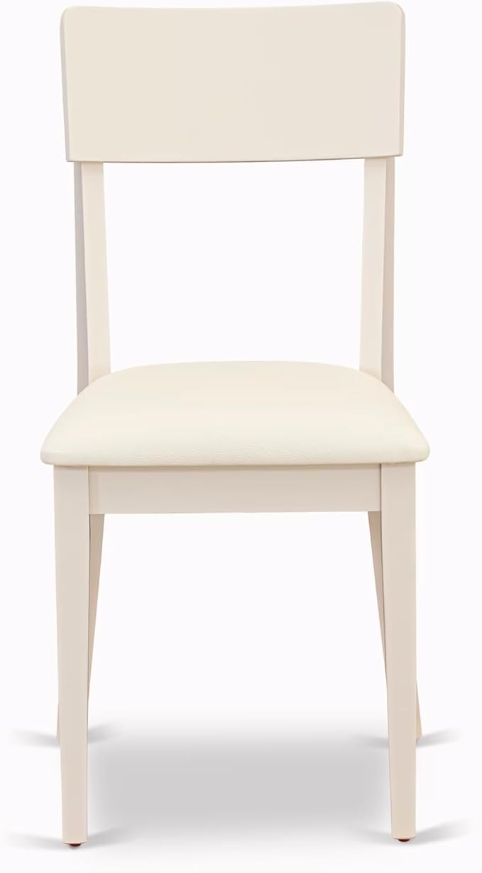East West Furniture CAAD5C-LWH-LC 5 Piece Kitchen Table Set for 4 Includes a Rectangle Dining Room Table and 2 Faux Leather Dining Chairs with 2 Benches, 36x60 Inch, Linen White