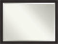 Amanti Art Brown Wall Mirror 34x44 Furniture Espresso Narrow Rectangle Bathroom Mirror for Wall Decor Living Room, X-Large Casual Frame, Hangs Horizonally and Vertically, Bathroom Decor, Beveled Edge