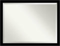 Amanti Art Black Bathroom Mirror for Over Sink, 34x44 Brushed Black Rectangle Vanity Mirror, X-Large Modern Contemporary Frame, Hangs Horizonally and Vertically, Bathroom Wall Decor, Beveled Edge