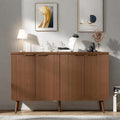 47.2" Buffet Cabinet with 4 Doors, Accent Sideboard Cabinet with Adjustable Shelf, Dining Room Sideboard with Waveform Panel, Credenzas for Living Room, Hallway, Walnut