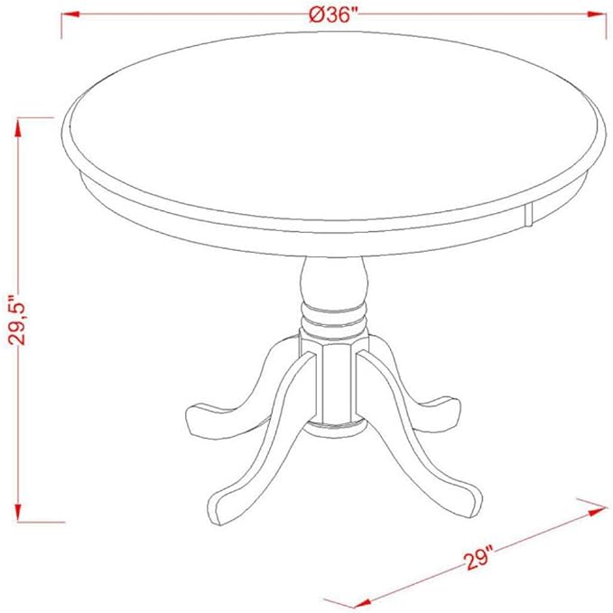 East West Furniture ANEN3-LWH-57 3 Piece Dinette Set for Small Spaces Contains a Round Kitchen Table with Pedestal and 2 Pond Faux Leather Parson Dining Chairs, 36x36 Inch, Linen White