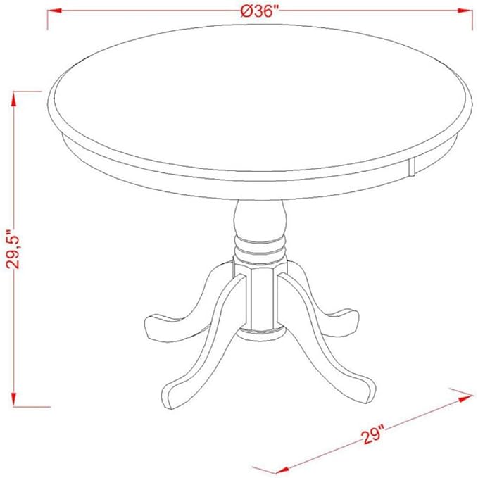 East West Furniture ANCA5-MAH-LC 5 Piece Dining Table Set for 4 Includes a Round Kitchen Table with Pedestal and 4 Faux Leather Dining Room Chairs, 36x36 Inch, Mahogany