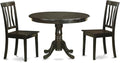 East West Furniture HLAN3-CAP-W 3 Piece Dining Room Furniture Set Contains a Round Kitchen Table with Pedestal and 2 Dining Chairs, 42x42 Inch, Cappuccino
