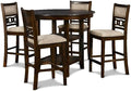 New Classic Furniture Gia 5-Piece Round Counter Height Set with 1 Dining Table and 4 Chairs, 42", Cherry